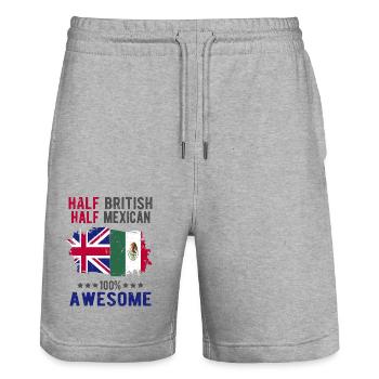 Halb Brite Halb Mexikaner - Stanley/Stella Unisex Bio Joggingshorts Trainer  - Grau meliert - Vorne - Nik (191cm) & Marisol (170cm)