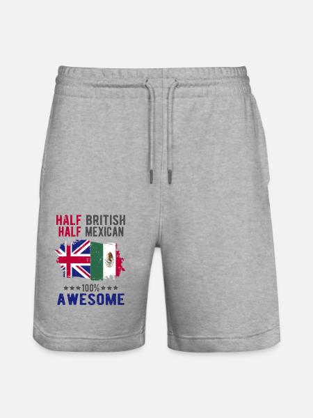 Half British Half Mexican - Stanley/Stella Trainer Unisex Organic Jogging Shorts - heather grey