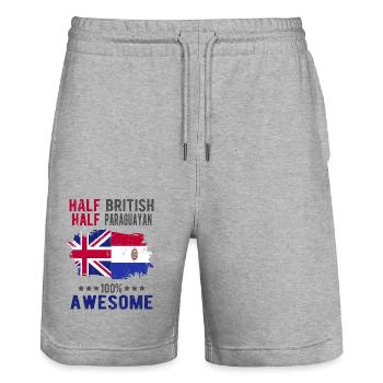 Moitié britannique moitié paraguayen - Short de jogging bio TRAINER Stanley/Stella unisexe - gris chiné - Devant - Nik (191cm) & Marisol (170cm)