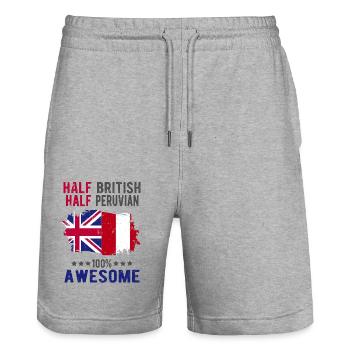 Half British Half Peruvian - Stanley/Stella Trainer Unisex Organic Jogging Shorts - heather grey - Front - Nik (191cm) & Marisol (170cm)