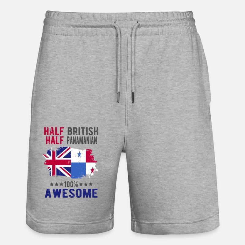 Half British Half Panama - Stanley/Stella Trainer Unisex Organic Jogging Shorts - heather grey
