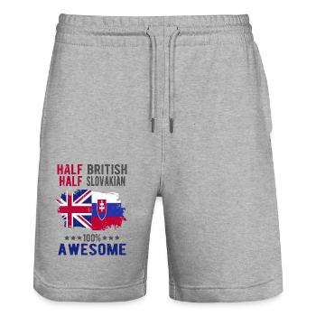 Halb Brite Halb Slowake - Stanley/Stella Unisex Bio Joggingshorts Trainer  - Grau meliert - Vorne - Nik (191cm) & Marisol (170cm)