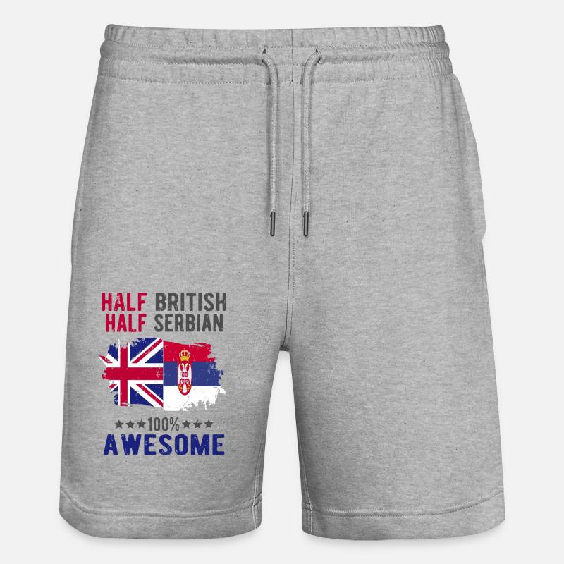Halb Brite Halb Serbier - Stanley/Stella Unisex Bio Joggingshorts Trainer  - Grau meliert