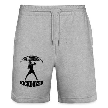 Kickboxing Boxe Kickboxer Boxer Arts Martiaux - Short de jogging bio TRAINER Stanley/Stella unisexe - gris chiné - Devant - Nik (191cm) & Marisol (170cm)