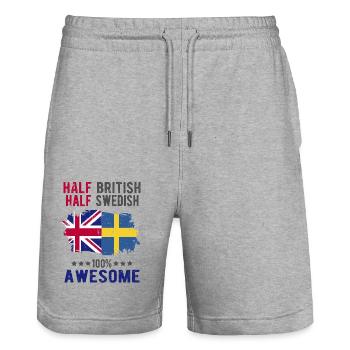 Halb Brite Halb Schwede - Stanley/Stella Unisex Bio Joggingshorts Trainer  - Grau meliert - Vorne - Nik (191cm) & Marisol (170cm)