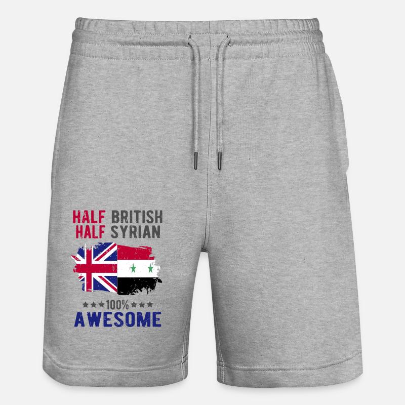 Half British Half Syrian - Stanley/Stella Trainer Unisex Organic Jogging Shorts - heather grey