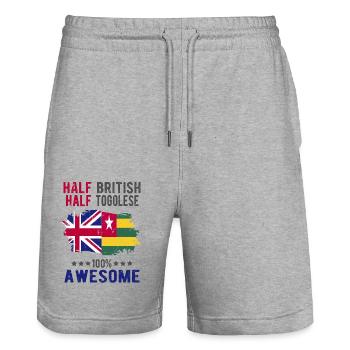 Halb Brite Halb Tongolese - Stanley/Stella Unisex Bio Joggingshorts Trainer  - Grau meliert - Vorne - Nik (191cm) & Marisol (170cm)