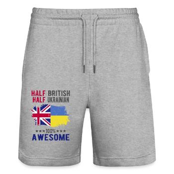 Moitié britannique moitié ukrainienne - Short de jogging bio TRAINER Stanley/Stella unisexe - gris chiné - Devant - Nik (191cm) & Marisol (170cm)