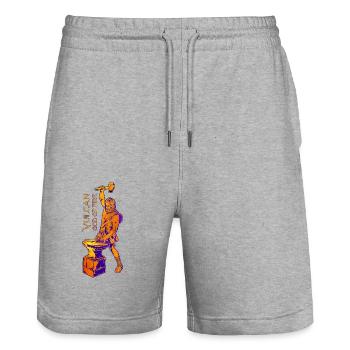 Dieu du Feu - Vulcanus - Short de jogging bio TRAINER Stanley/Stella unisexe - gris chiné - Devant - Nik (191cm) & Marisol (170cm)