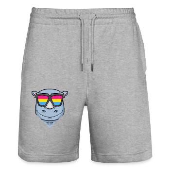 Pansexuell Nashorn - Nashorn mit Brille - Stanley/Stella Unisex Bio Joggingshorts Trainer  - Grau meliert - Vorne - Nik (191cm) & Marisol (170cm)