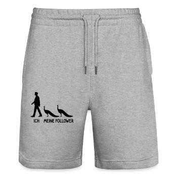 Ich Meine Follower Pfau Züchter Landwirt Vogel - Stanley/Stella Unisex Bio Joggingshorts Trainer  - Grau meliert - Vorne - Nik (191cm) & Marisol (170cm)