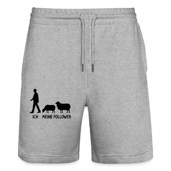 Ich Meine Follower Schaf Hirte Landwirt Bauer - Stanley/Stella Unisex Bio Joggingshorts Trainer  - Grau meliert - Vorne - Nik (191cm) & Marisol (170cm)