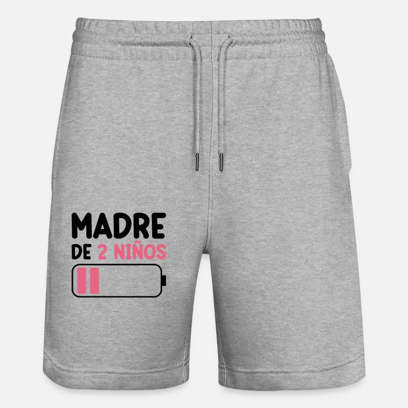 Maman De Deux Enfants - Short de jogging bio TRAINER Stanley/Stella unisexe - gris chiné
