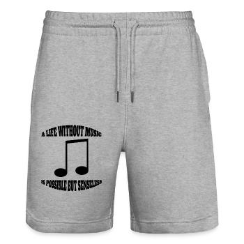 Music Music Music Teacher Saying Making Music Musicians - Stanley/Stella Trainer Unisex Organic Jogging Shorts - heather grey - Front - Nik (191cm) & Marisol (170cm)
