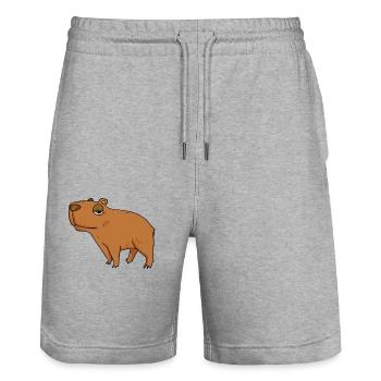 Capybara Wasserschwein - Short de jogging bio TRAINER Stanley/Stella unisexe - gris chiné - Devant - Nik (191cm) & Marisol (170cm)