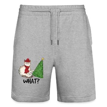 Freche Katze mit Weihnachtsbaum und Mützekinderkit - Stanley/Stella Unisex Bio Joggingshorts Trainer  - Grau meliert - Vorne - Nik (191cm) & Marisol (170cm)