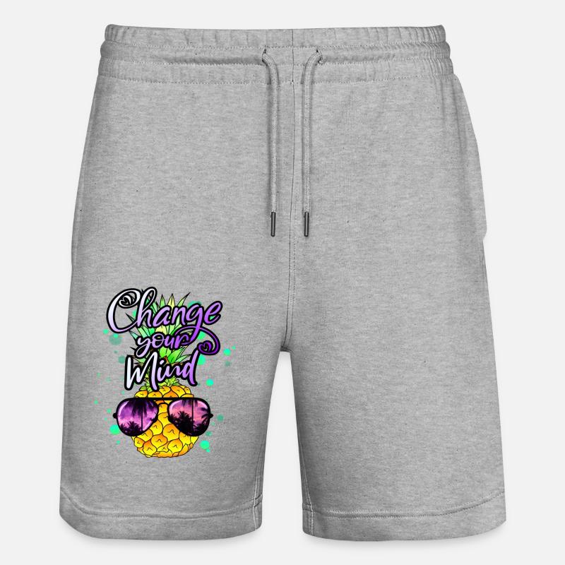 coole Ananas Change your Mind - Stanley/Stella Unisex Bio Joggingshorts Trainer  - Grau meliert