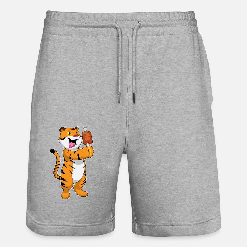 Tiger mit Fleisch - Stanley/Stella Unisex Bio Joggingshorts Trainer  - Grau meliert