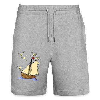 Ahoi Ruderboot Boot Paddelboot Segelboot maritim - Stanley/Stella Unisex Bio Joggingshorts Trainer  - Grau meliert - Vorne - Nik (191cm) & Marisol (170cm)