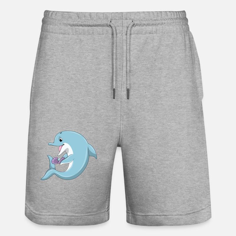 Delfin mit Perle - Stanley/Stella Unisex Bio Joggingshorts Trainer  - Grau meliert