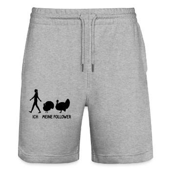 Ich Meine Follower Truthahn Züchter Landwirt Bauer - Stanley/Stella Unisex Bio Joggingshorts Trainer  - Grau meliert - Vorne - Nik (191cm) & Marisol (170cm)
