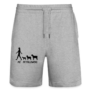 I My Followers Goats Shepherd Breeder Farmer - Stanley/Stella Trainer Unisex Organic Jogging Shorts - heather grey - Front - Nik (191cm) & Marisol (170cm)