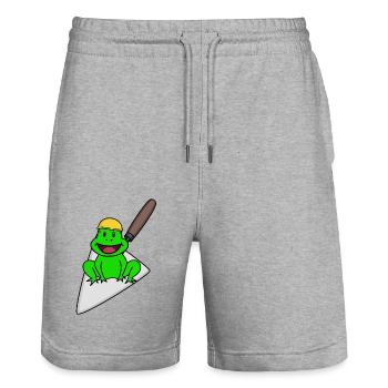 Handwerker Frosch Maurer Maurerkelle Baustelle Bau - Stanley/Stella Unisex Bio Joggingshorts Trainer  - Grau meliert - Vorne - Nik (191cm) & Marisol (170cm)