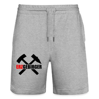 Erzgebirger Heimat Sachsen - Stanley/Stella Unisex Bio Joggingshorts Trainer  - Grau meliert - Vorne - Nik (191cm) & Marisol (170cm)