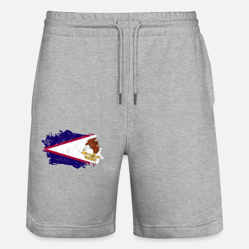 Drapeau des Samoa américaines - Short de jogging bio TRAINER Stanley/Stella unisexe - gris chiné