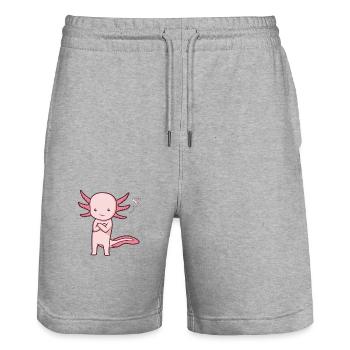 Axolotl Neinsager - Stanley/Stella Unisex Bio Joggingshorts Trainer  - Grau meliert - Vorne - Nik (191cm) & Marisol (170cm)