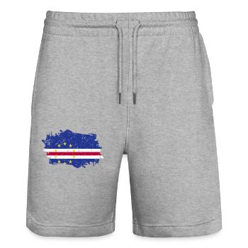 Drapeau du Cap-Vert Grunge Drapeau du Cap-Vert - Short de jogging bio TRAINER Stanley/Stella unisexe - gris chiné - Devant - Nik (191cm) & Marisol (170cm)