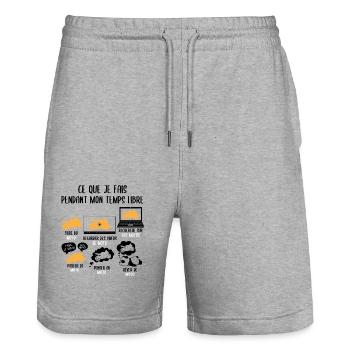 Ce que je fais pendant mon temps libre moto - Short de jogging bio TRAINER Stanley/Stella unisexe - gris chiné - Devant - Nik (191cm) & Marisol (170cm)