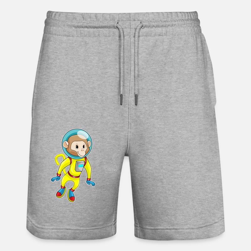 Affe als Astronaut - Stanley/Stella Unisex Bio Joggingshorts Trainer - Grau meliert