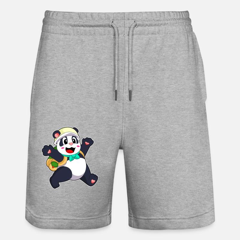 Panda as a student - Stanley/Stella Trainer Unisex Organic Jogging Shorts - heather grey