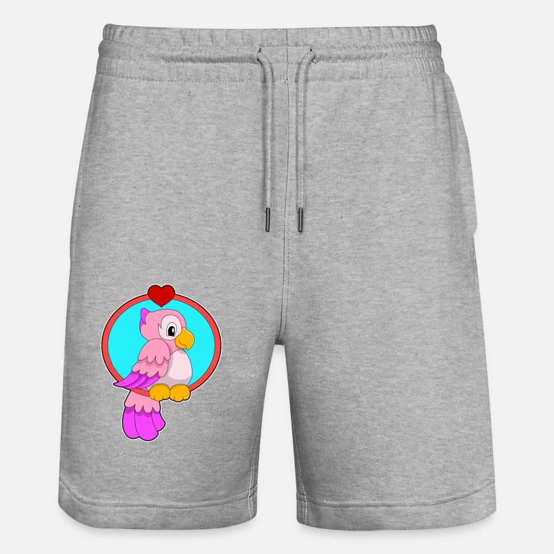 Perroquet avec cœur - Short de jogging bio TRAINER Stanley/Stella unisexe - gris chiné