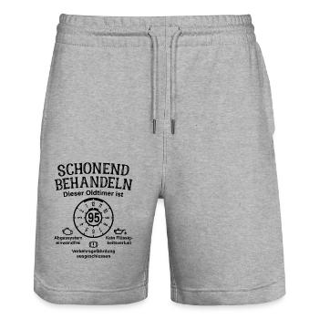 95. Geburtstag Schonend Behandeln Oldtimer Ist 95 - Stanley/Stella Unisex Bio Joggingshorts Trainer  - Grau meliert - Vorne - Nik (191cm) & Marisol (170cm)