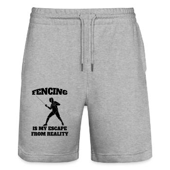 Fechten witziger Kampfsport lustige Fechter Spruch - Stanley/Stella Unisex Bio Joggingshorts Trainer  - Grau meliert - Vorne - Nik (191cm) & Marisol (170cm)