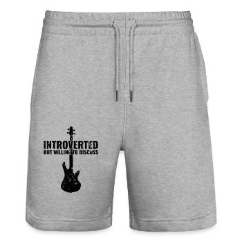 INTROVERTED BUT WILLING DISCUSS bass player - Stanley/Stella Unisex Bio Joggingshorts Trainer  - Grau meliert - Vorne - Nik (191cm) & Marisol (170cm)