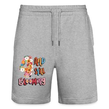 4 And still blooming girls flowery 4. - Stanley/Stella Trainer Unisex Organic Jogging Shorts - heather grey - Front - Nik (191cm) & Marisol (170cm)