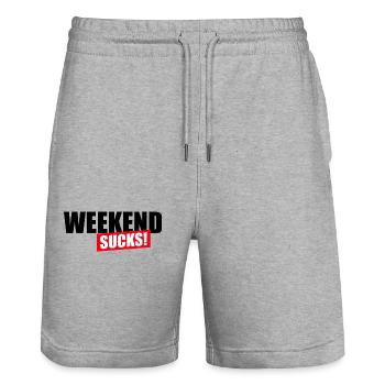 Weekend sucks - Stanley/Stella Unisex Bio Joggingshorts Trainer  - Grau meliert - Vorne - Nik (191cm) & Marisol (170cm)