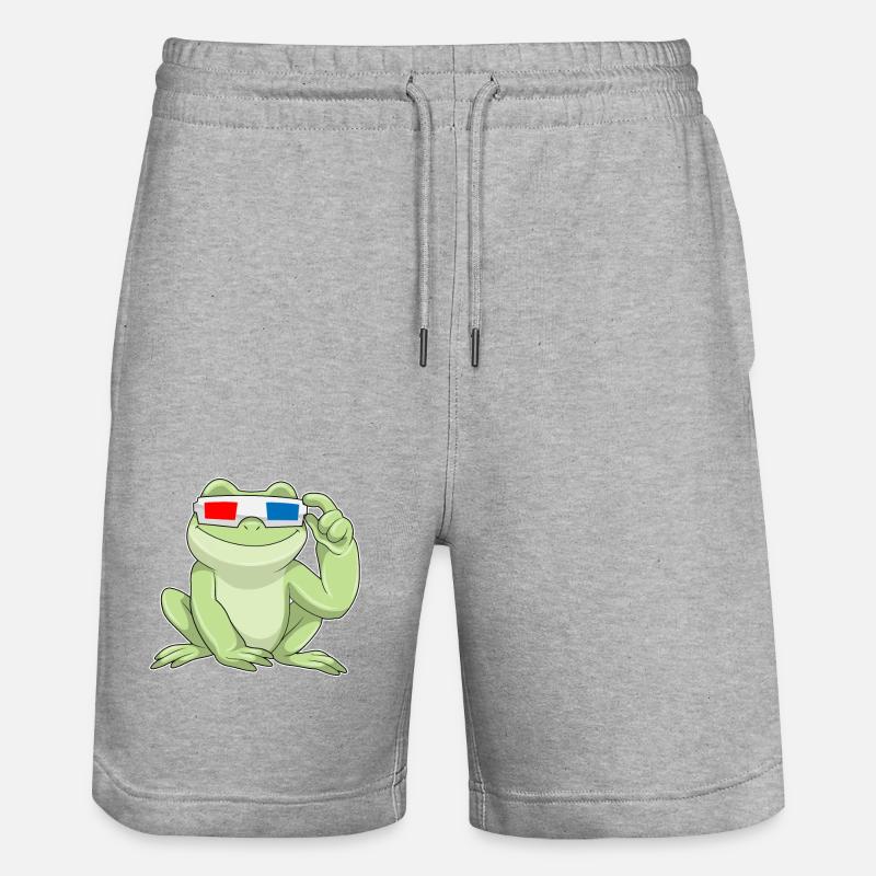 Grenouille avec lunettes - Short de jogging bio TRAINER Stanley/Stella unisexe - gris chiné
