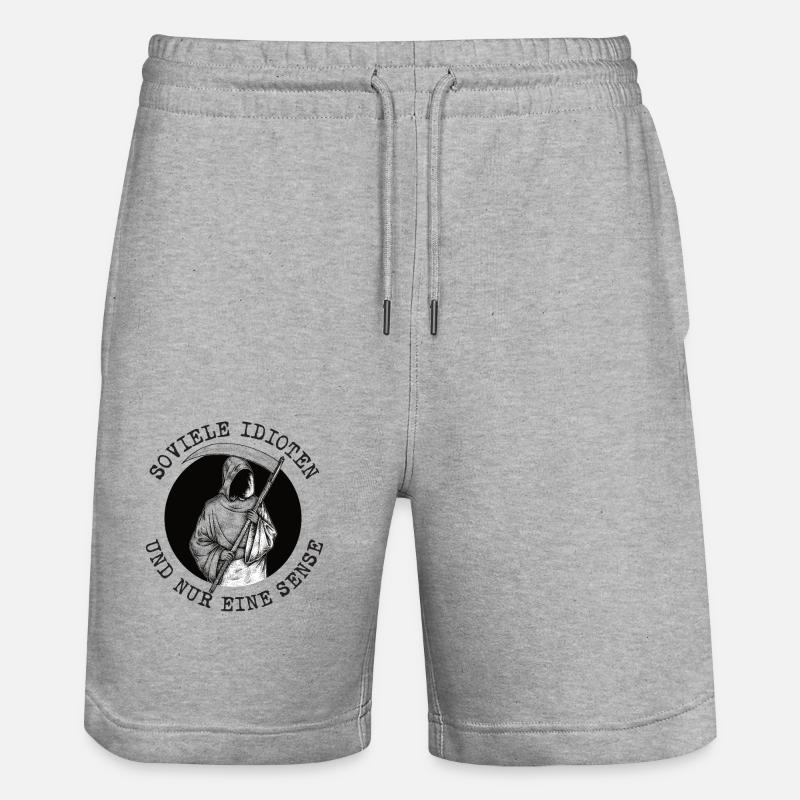 Soviele Idioten und nur eine Sense Sensenmann - Stanley/Stella Unisex Bio Joggingshorts Trainer  - Grau meliert