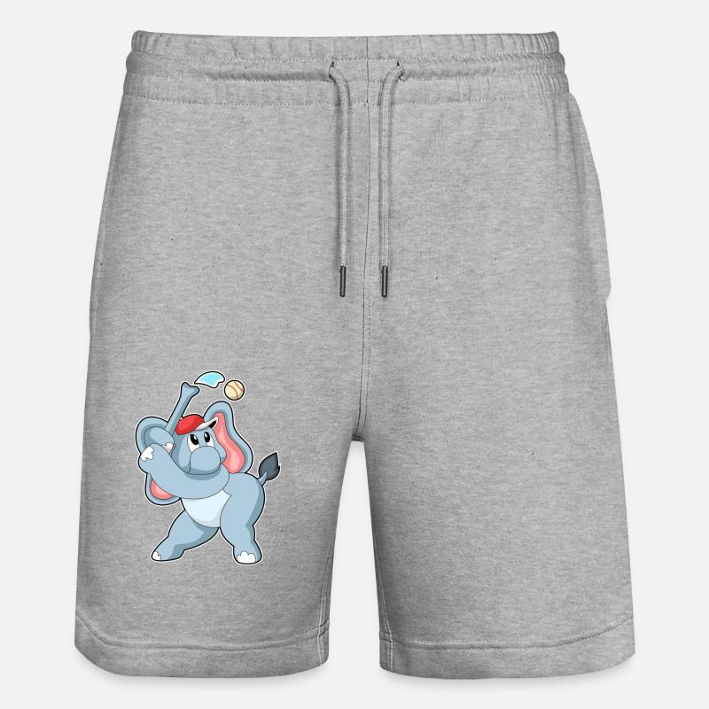 Éléphant jouant au baseball - Short de jogging bio TRAINER Stanley/Stella unisexe - gris chiné