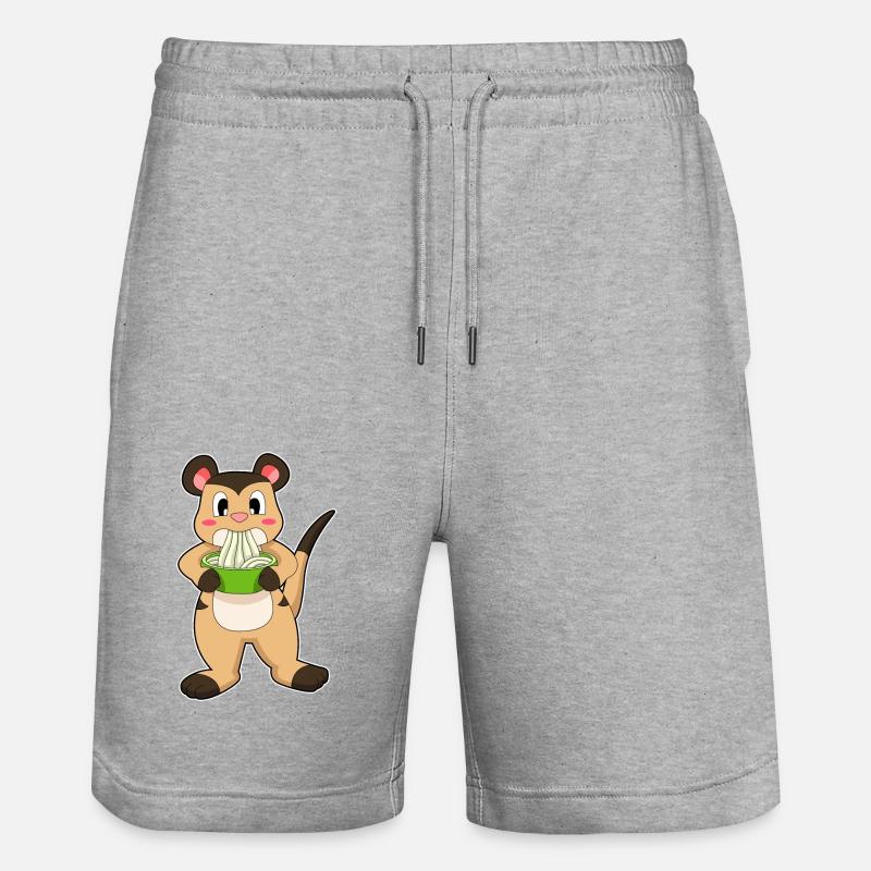 Erdmännchen mit Ramen - Stanley/Stella Unisex Bio Joggingshorts Trainer  - Grau meliert