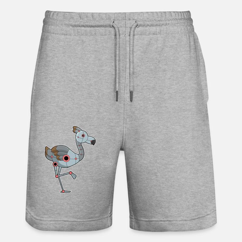 Flamingo as a robot - Stanley/Stella Trainer Unisex Organic Jogging Shorts - heather grey