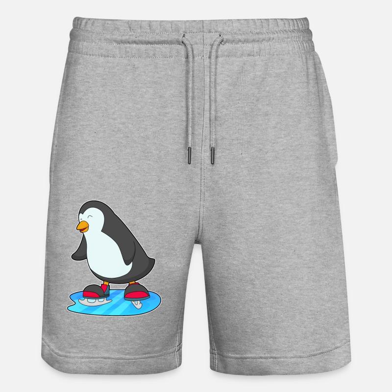 Patinage pingouin avec patins - Short de jogging bio TRAINER Stanley/Stella unisexe - gris chiné