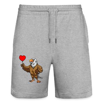 Adler Vogel Luftballon Herz Wildtiere Kinder Kind - Stanley/Stella Unisex Bio Joggingshorts Trainer  - Grau meliert - Vorne - Nik (191cm) & Marisol (170cm)