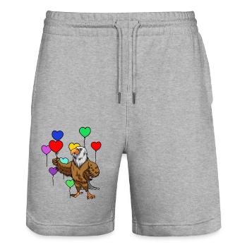 Eagle Anniversaire Félicitations Cadeau d’anniversaire - Short de jogging bio TRAINER Stanley/Stella unisexe - gris chiné - Devant - Nik (191cm) & Marisol (170cm)