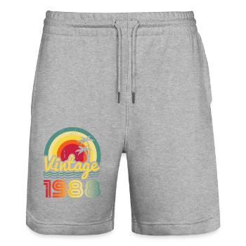 1988 - Stanley/Stella Trainer Unisex Organic Jogging Shorts - heather grey - Front - Nik (191cm) & Marisol (170cm)