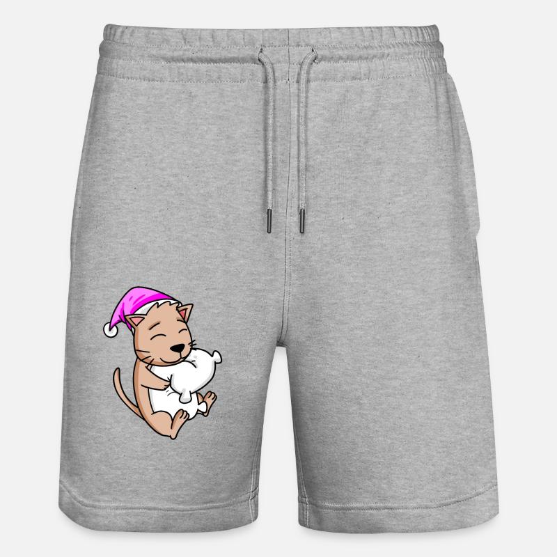 Chat avec oreiller - Short de jogging bio TRAINER Stanley/Stella unisexe - gris chiné